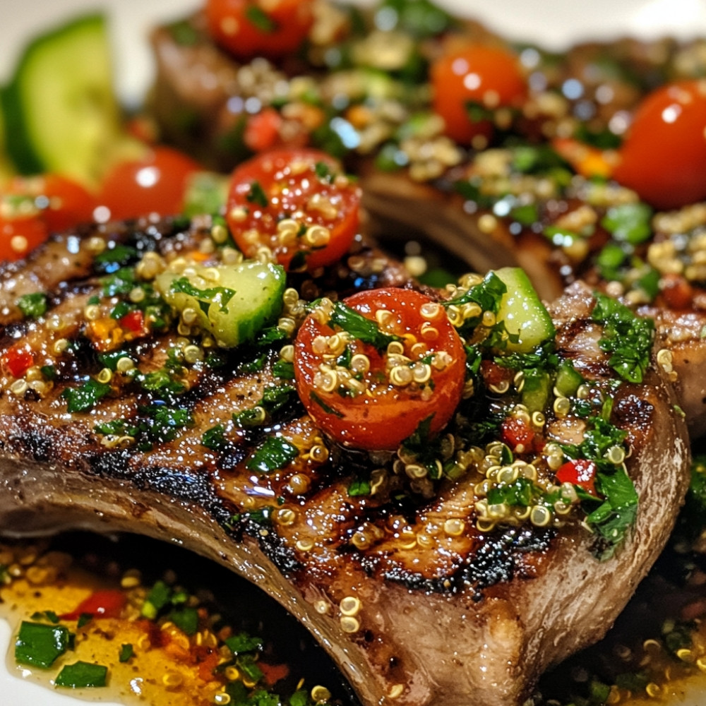 Côtelettes de veau marinées et salade de quinoa