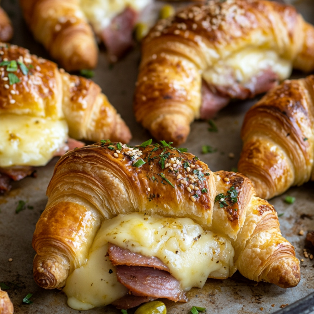Croissants au smoked meat et fromage