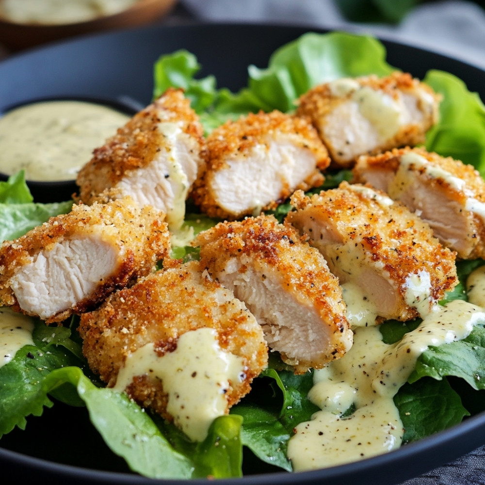 Croquette de poulet géante et salade César