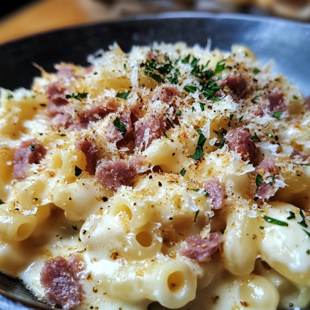 Macaronis Alfredo au smoked meat