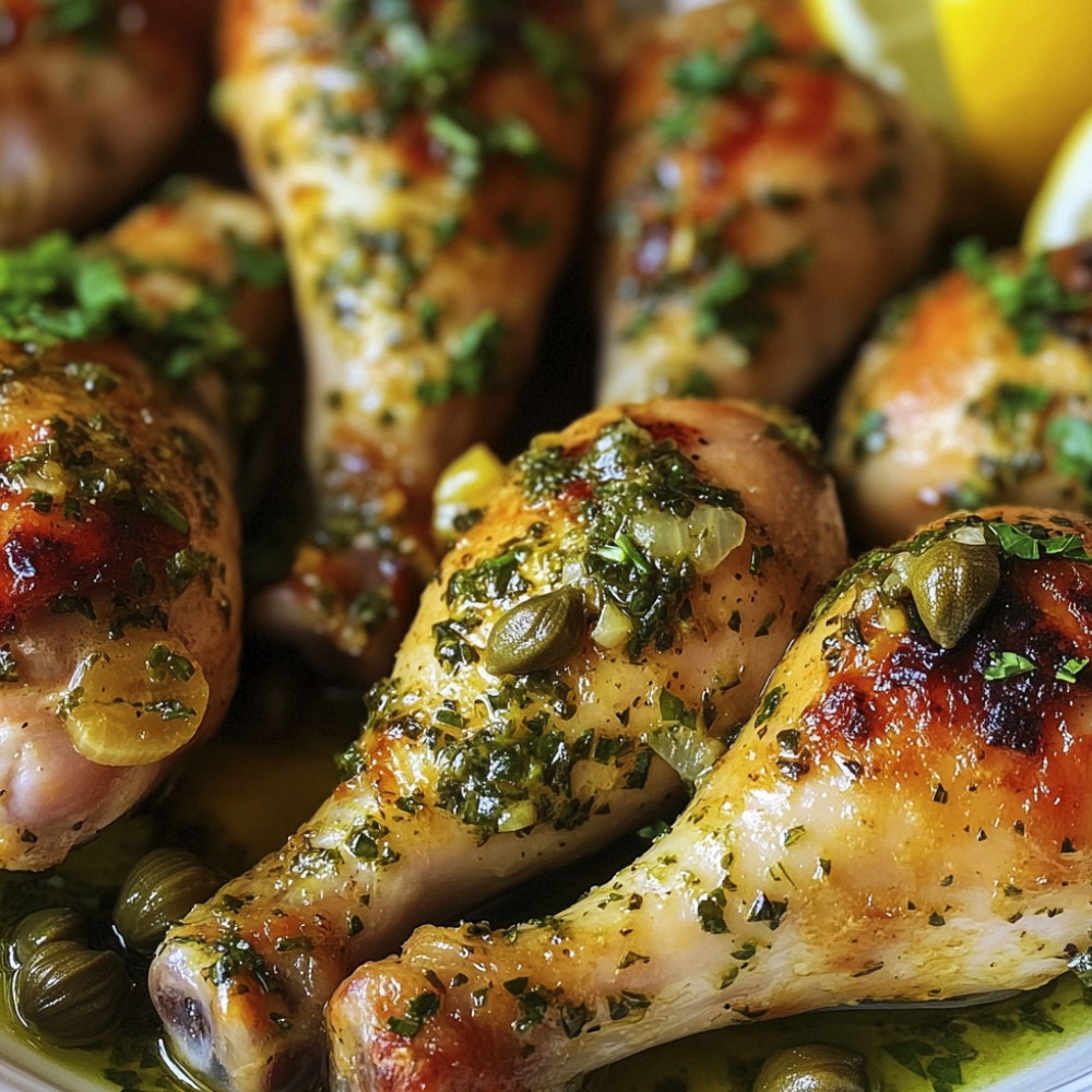 Pillons de poulet au citron et salsa verde
