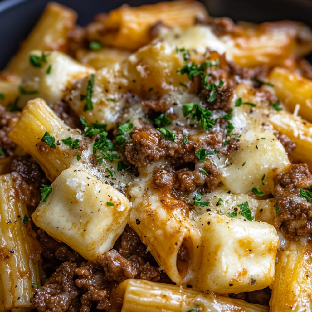 Rigatonis au bœuf à saveur de poutine