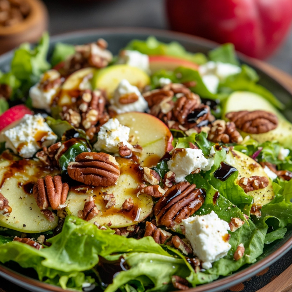Salade d'automne vinaigrette crémeuse érable et balsamique