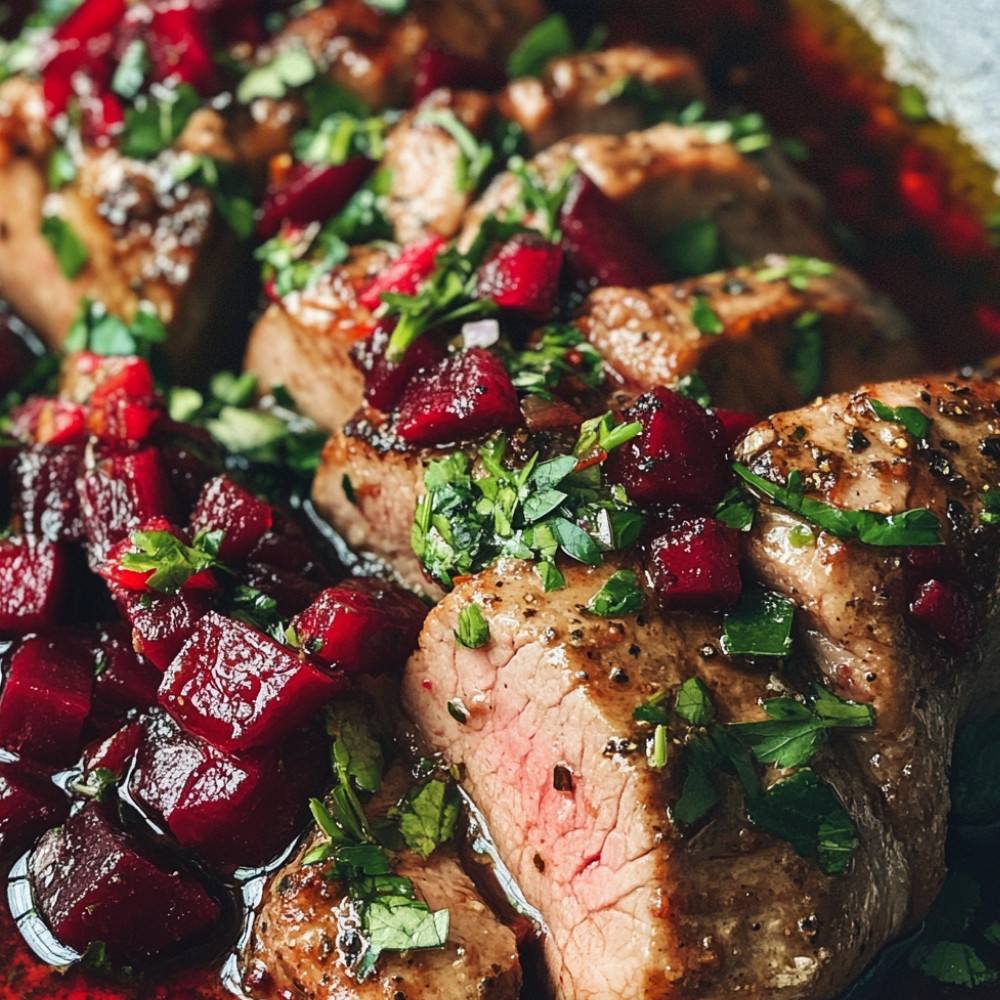 Filet de porc et salsa de betteraves