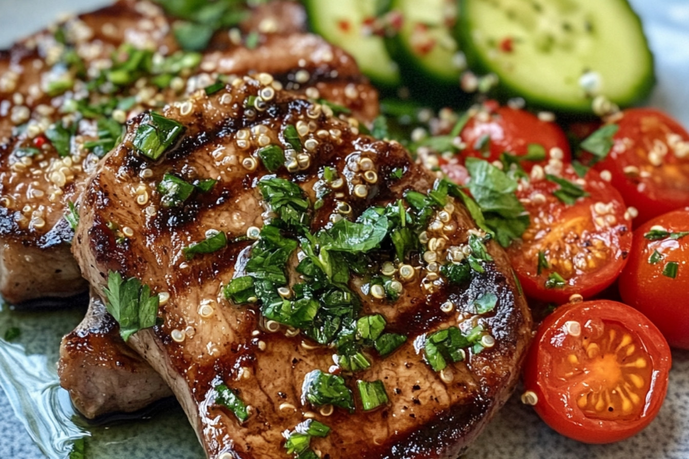 Côtelettes de veau marinées et salade de quinoa