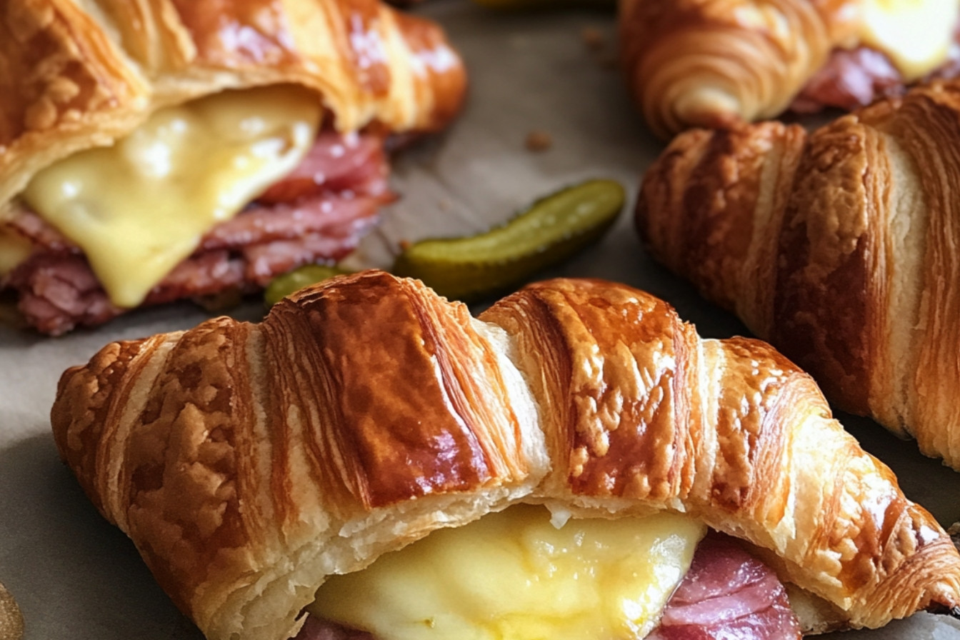 Croissants au smoked meat et fromage