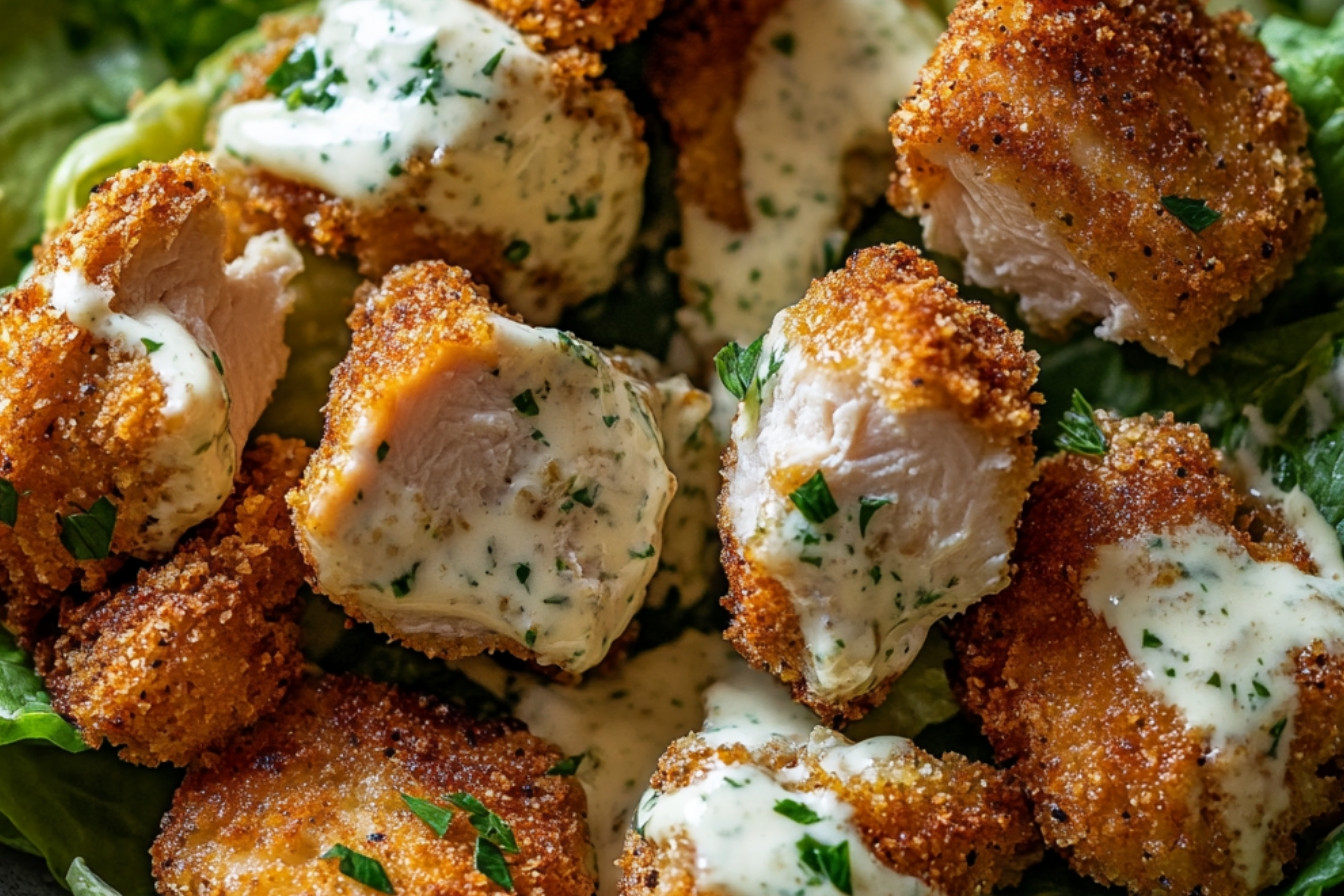 Croquette de poulet géante et salade César