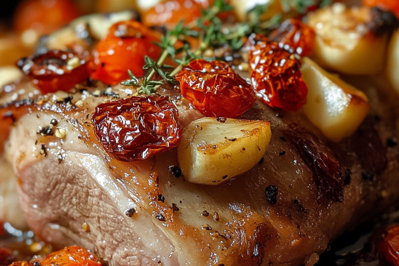 Gigot d'agneau aux légumes et tomates confites