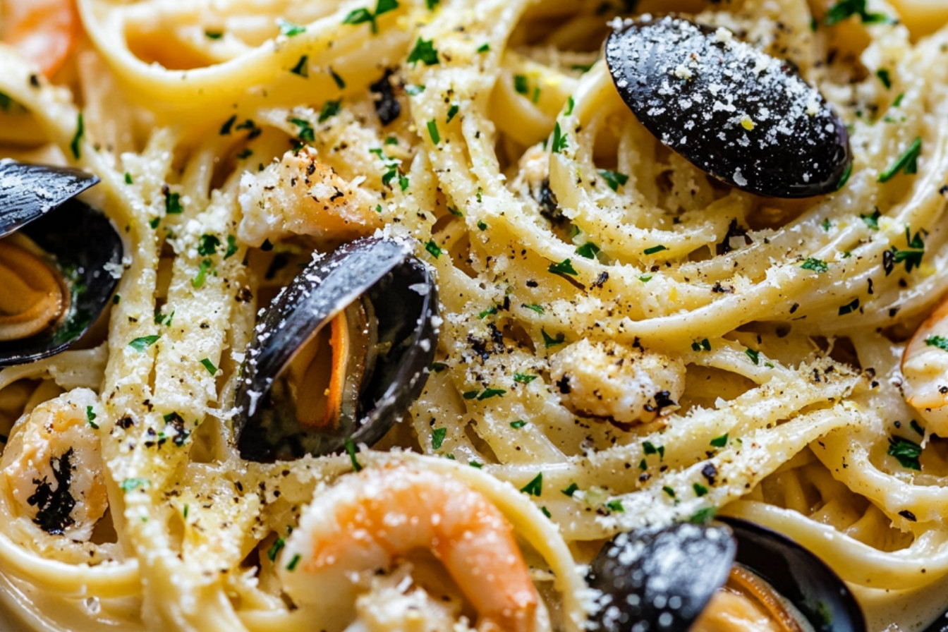 Linguines aux fruits de mer sauce crémeuse au citron