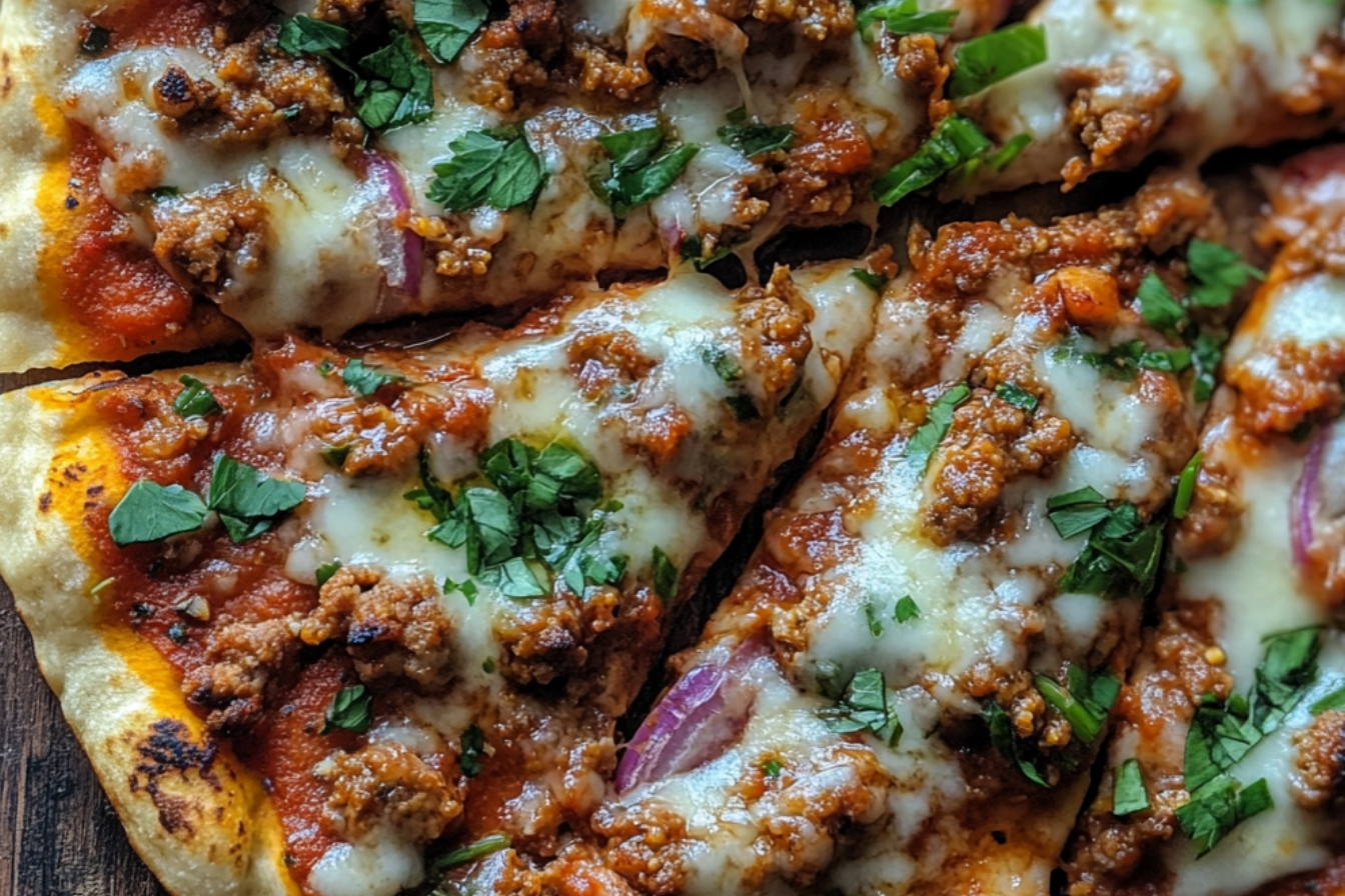 Pizzas naan aux boulettes de viande