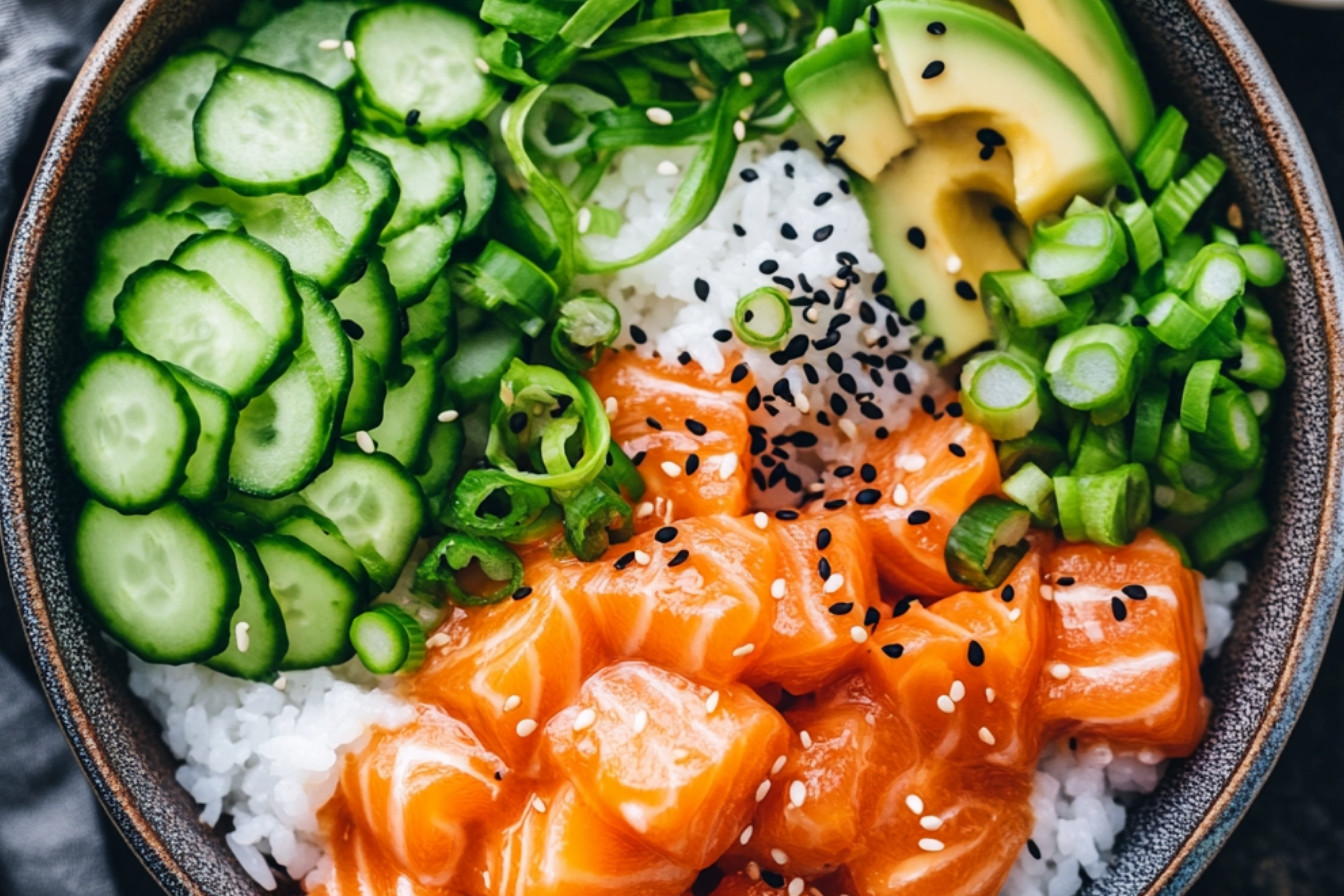 Poke bowl au saumon mayo épicée