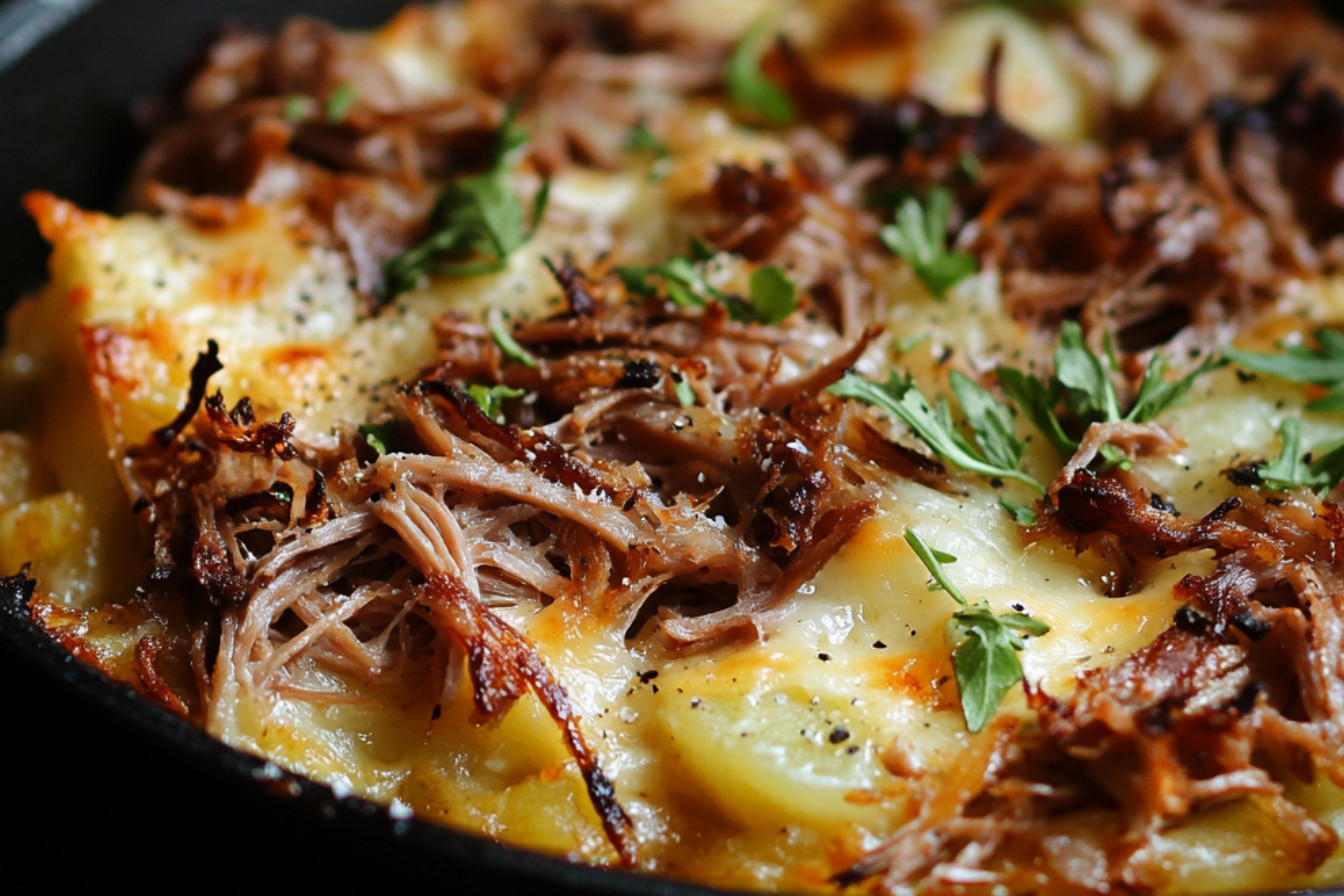 Röstis au porc effiloché gratinés