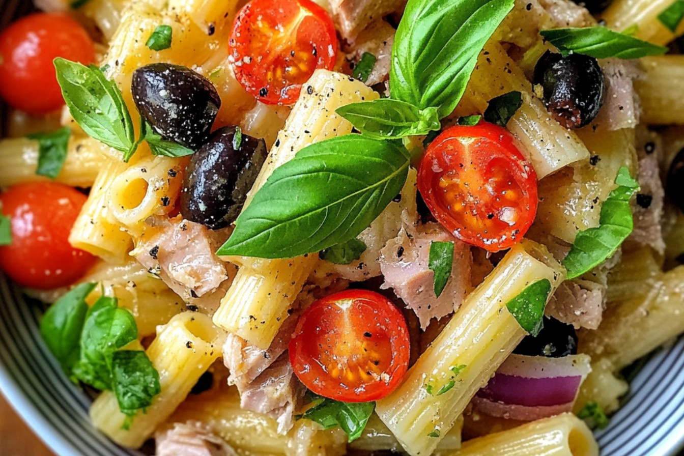 Salade de pâtes méditerranéenne au thon