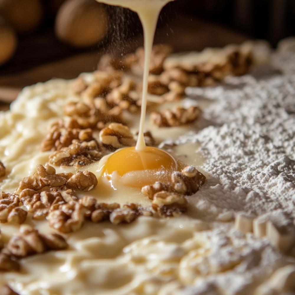 Cake aux noix recouvert de chocolat blanc