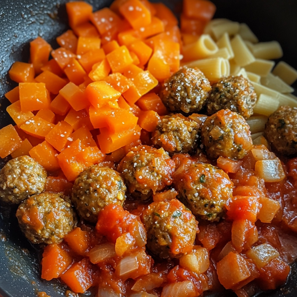 Casserole de boulettes et sauce bolognaise végan