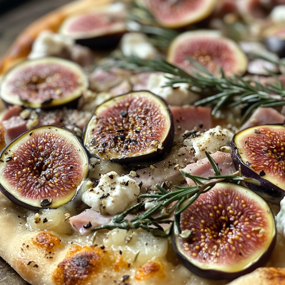 Pizza aux figues, fromage de chèvre et jambon italien