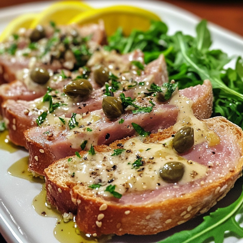 Vitello tonnato, câpres et croûtons