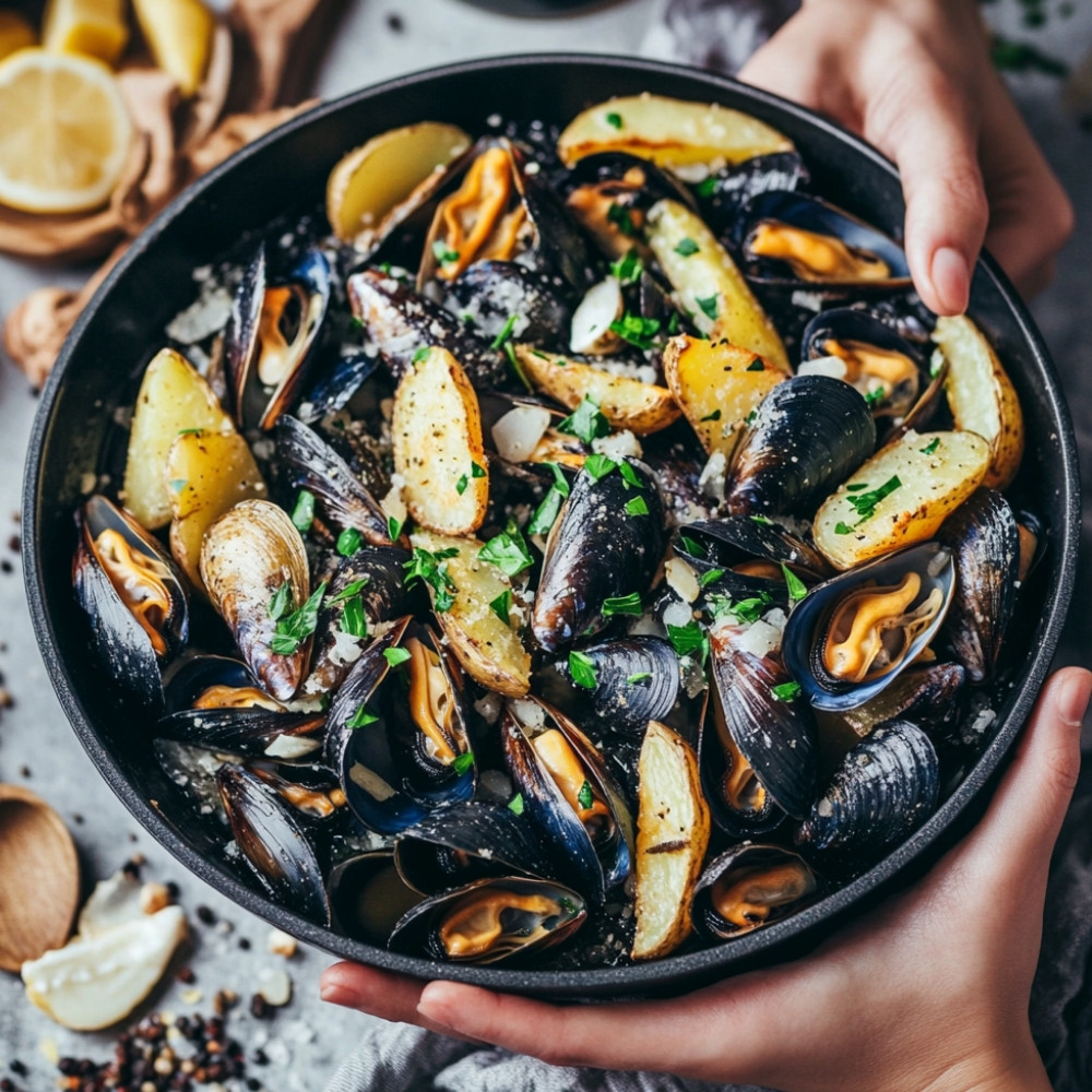 Moules au pastis et frites