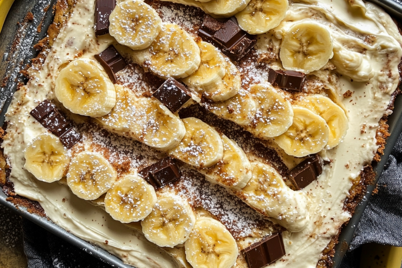 Gâteau banane chocolat à la crème fraîche