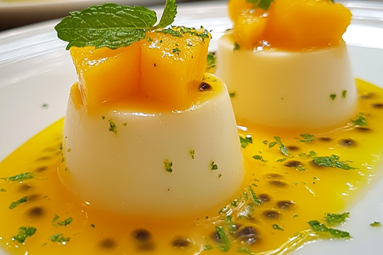 Panna cotta mangue fruits de la passion