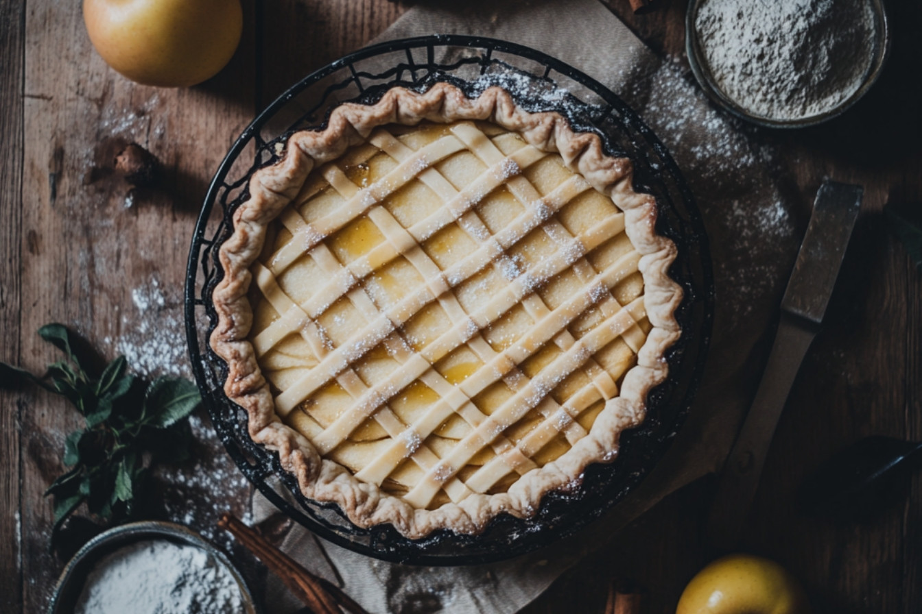 Tarte aux pommes sur un lit de compote