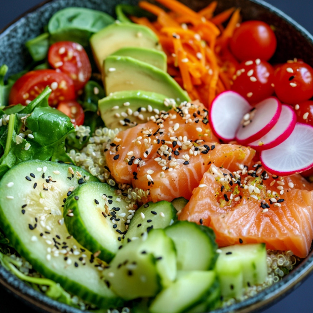 Buddha bowl au saumon fumé