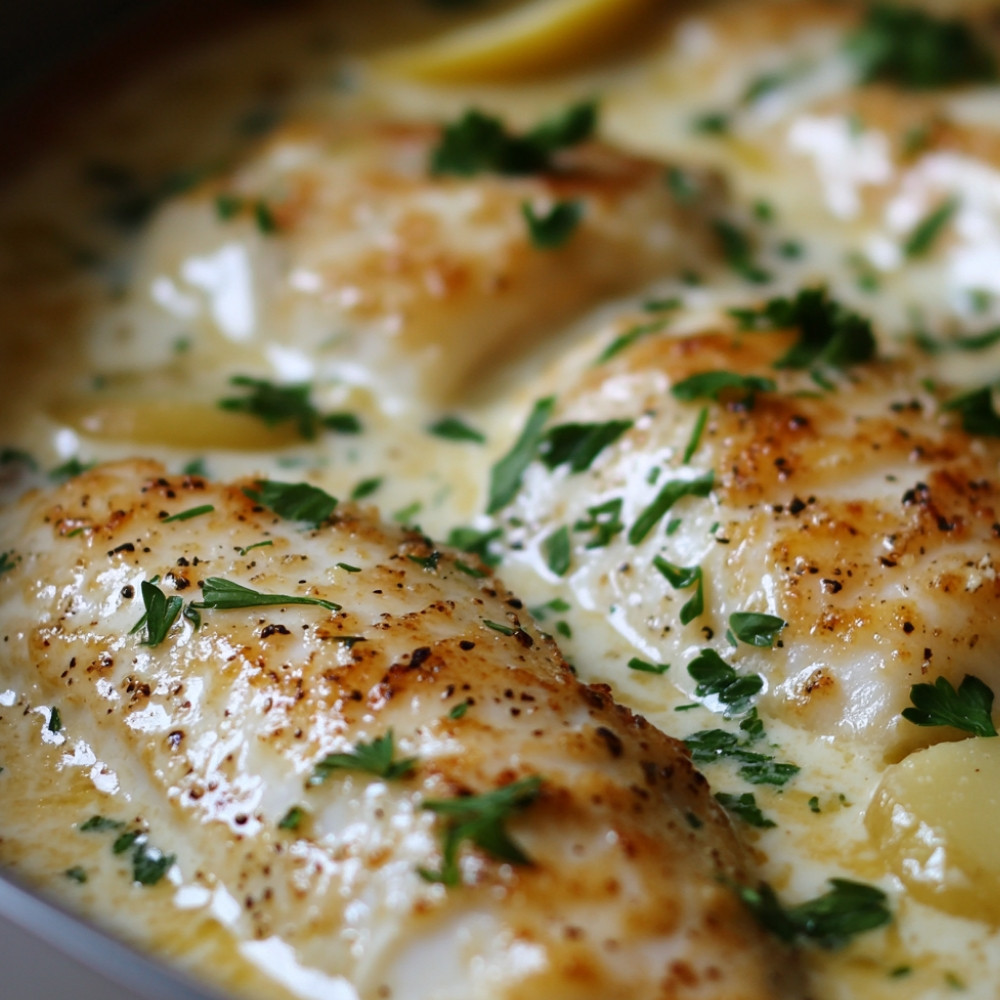 Cassolette crémeuse de pangasius et purée à l'ail