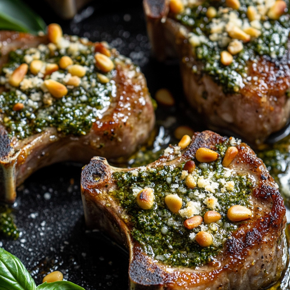 Côtelettes d'agneau farcies au pesto