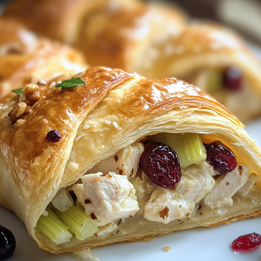 Croissants à la salade de poulet et canneberges
