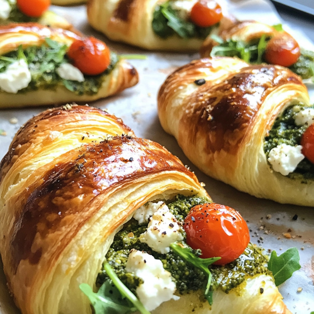 Croissants dejeuner roquette et pesto