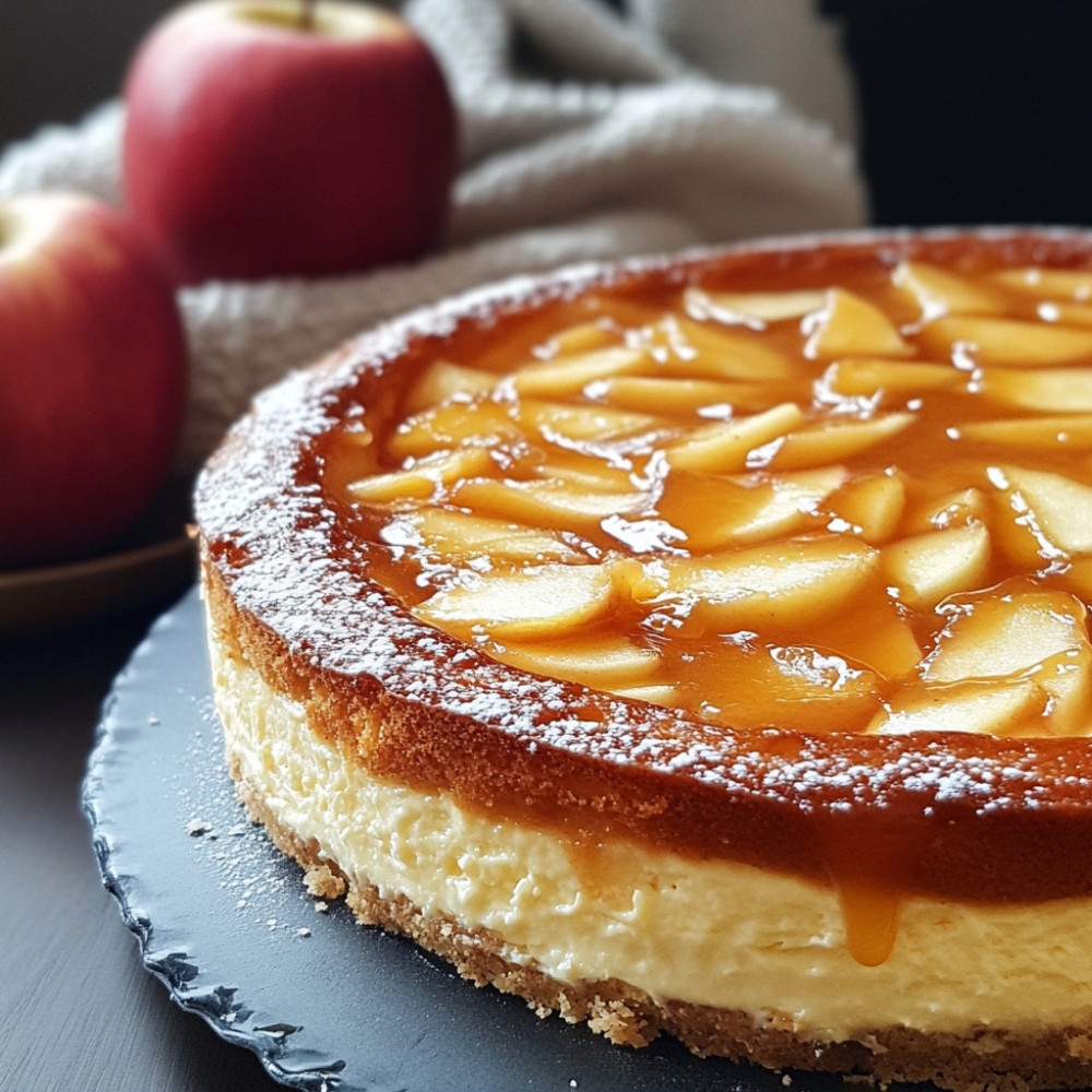 Gâteau fromage aux pommes caramel