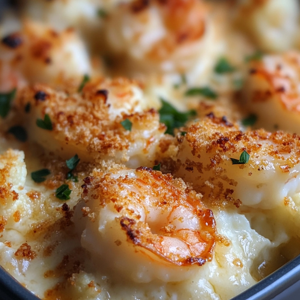 Gratin de crevettes et chou-fleur