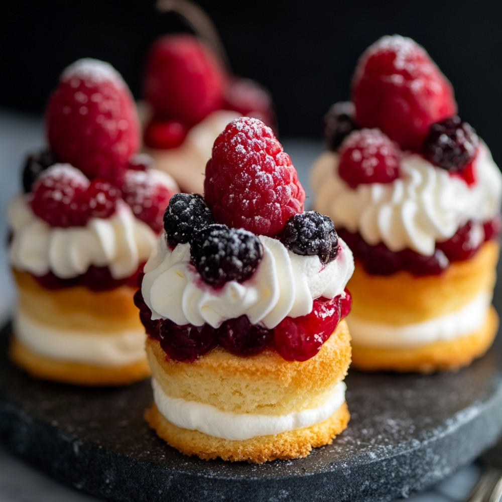 Mini charlottes aux fruits rouges et crème anglaise