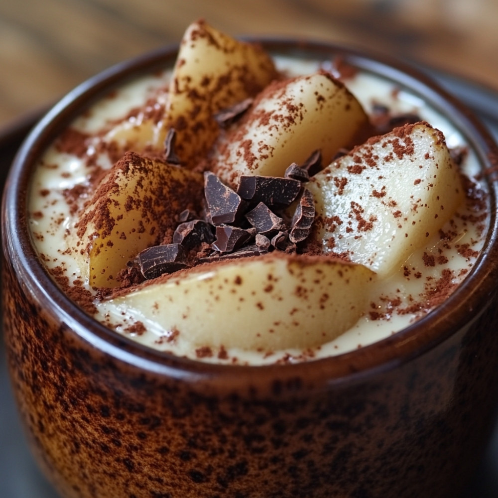 Pain choco-poire dans une tasse