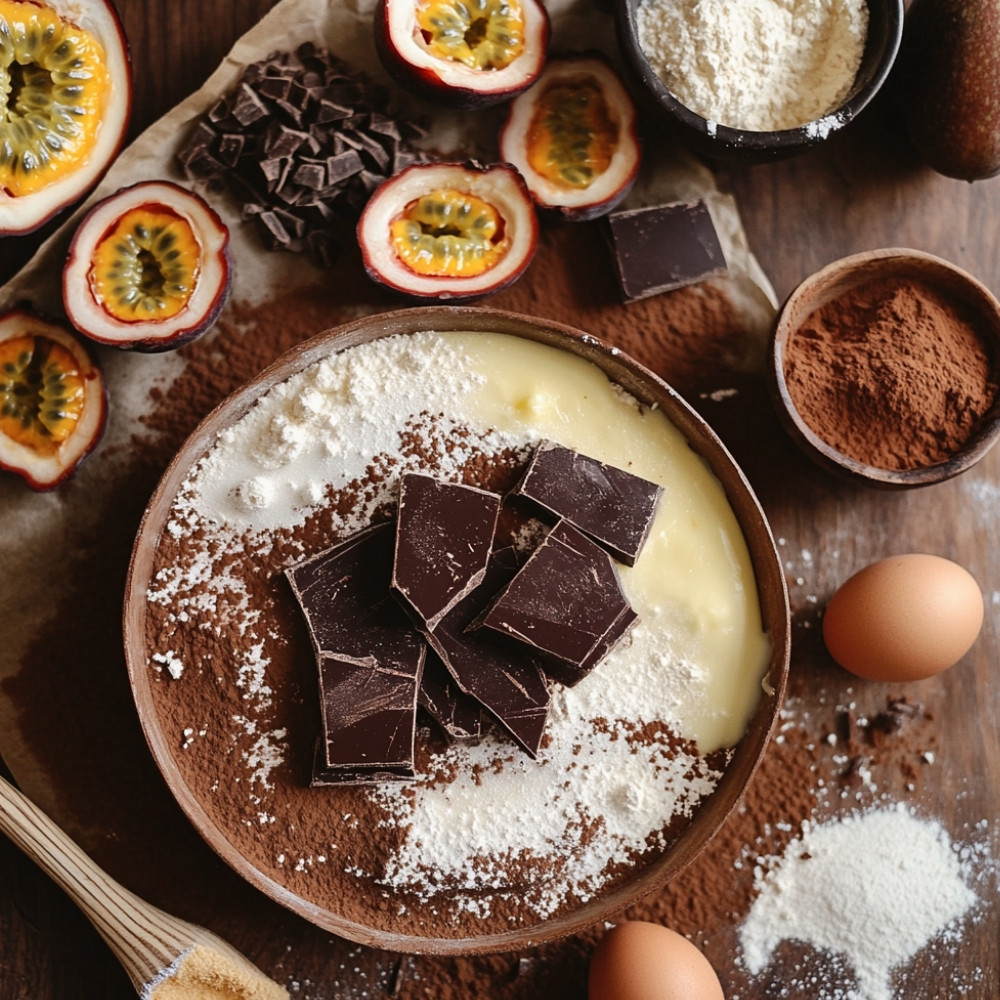 Palets au chocolat et coulis de passion