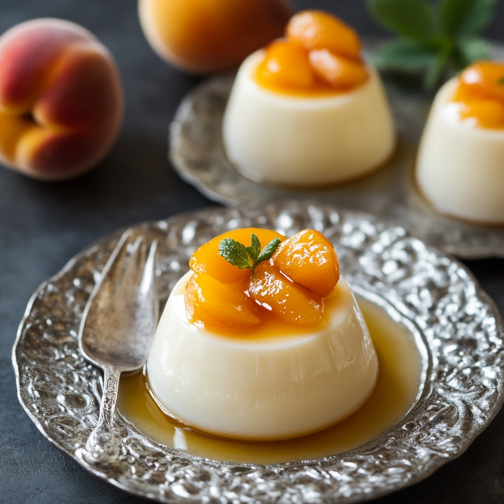 Panna cotta et son coulis pêche-abricot