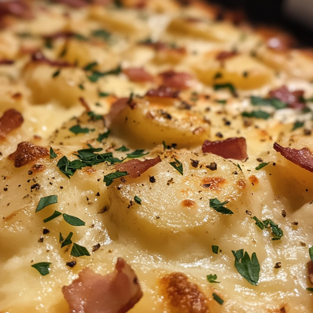 Pelures de pommes de terre gratinées au bacon