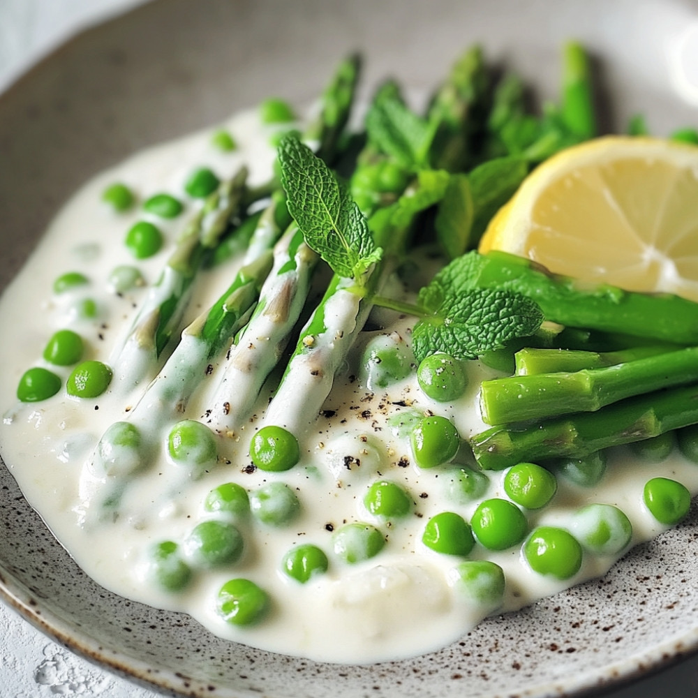 Purée de petits pois aux asperges
