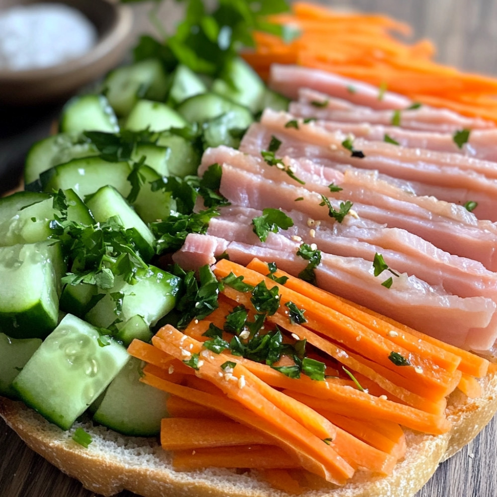 Sandwich vietnamien aux lamelles de porc