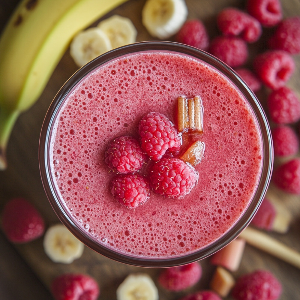 Smoothie rhubarbe framboises
