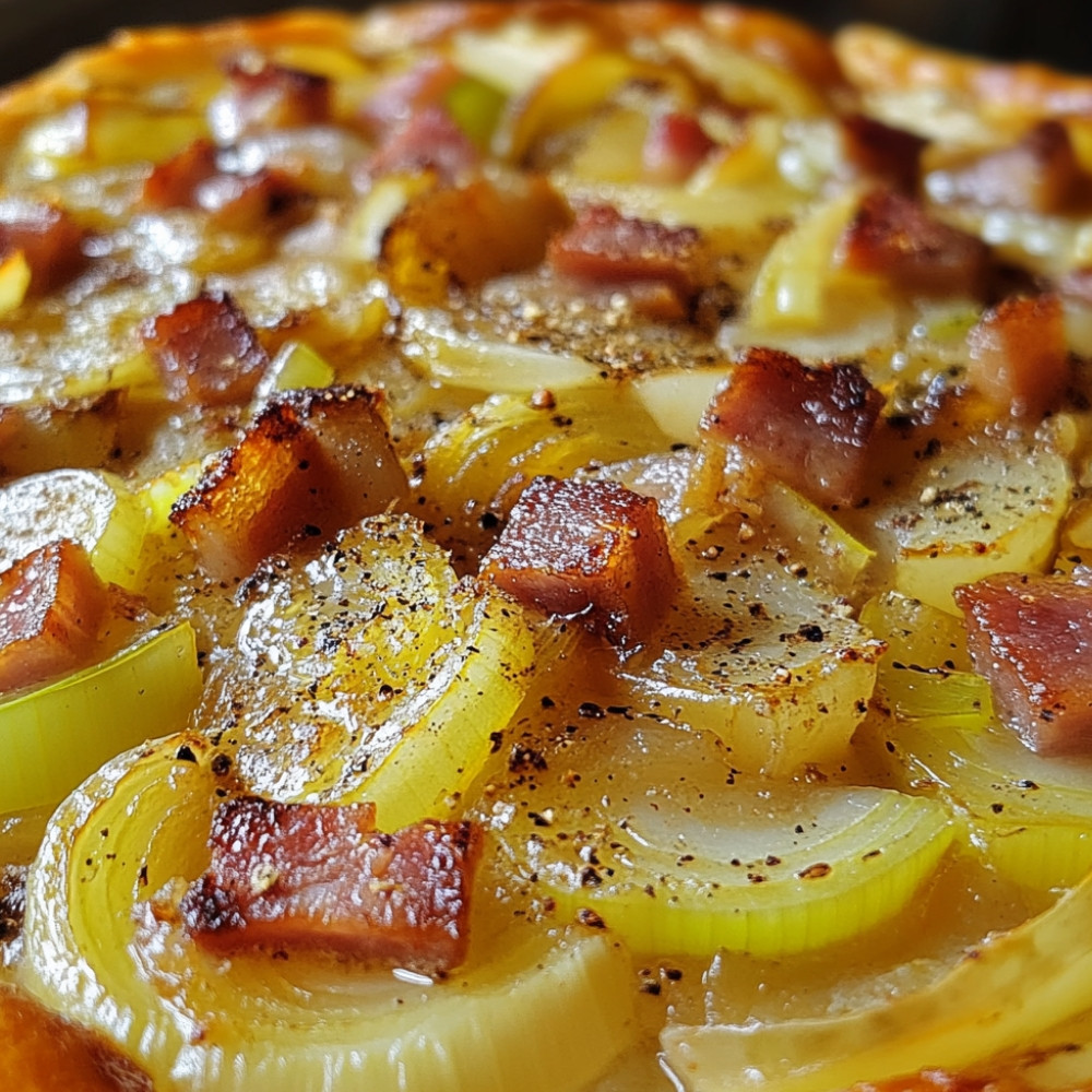 Tarte Tatin de Poireaux, Oignons et Lardons
