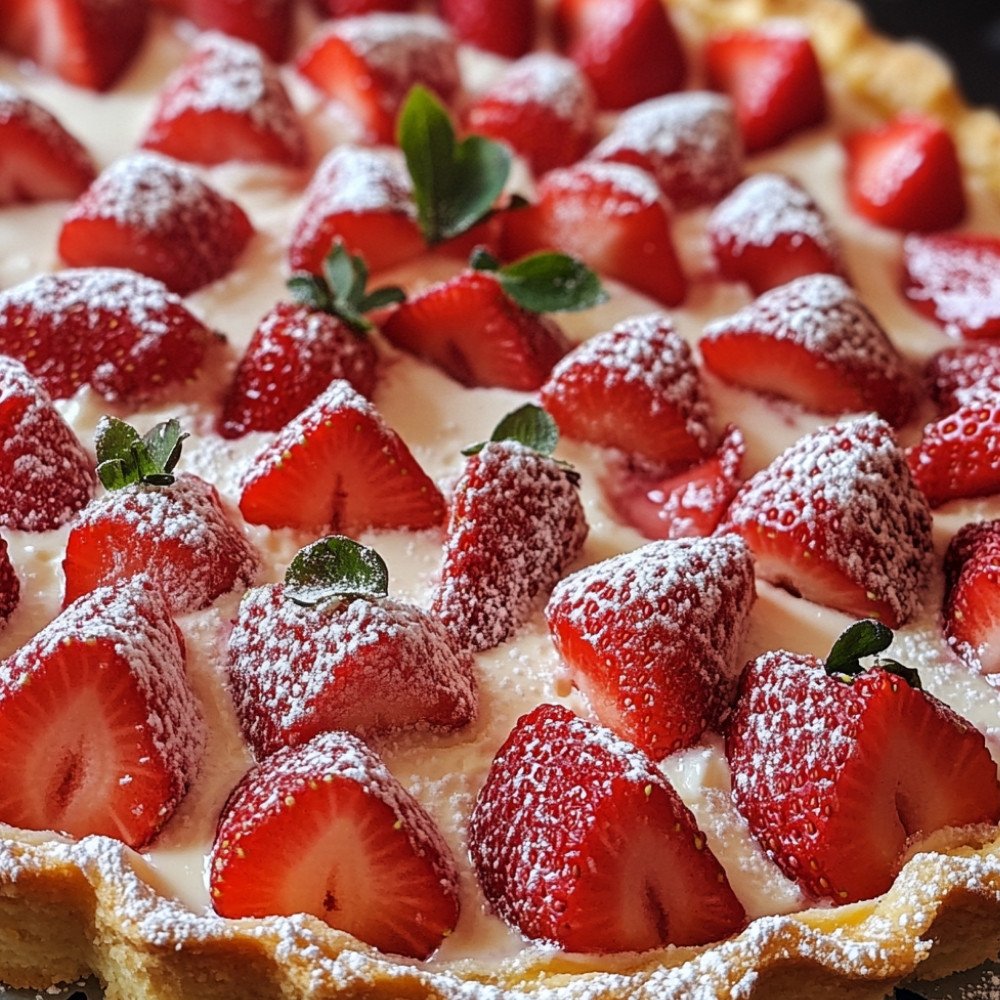 Tarte au yogourt et fraises