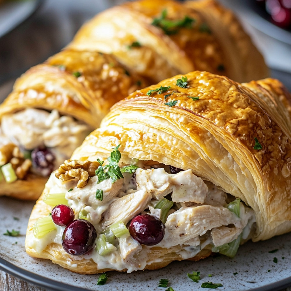 Croissants à la salade de poulet et canneberges