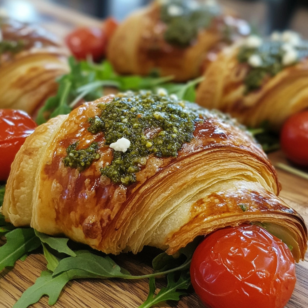 Croissants dejeuner roquette et pesto