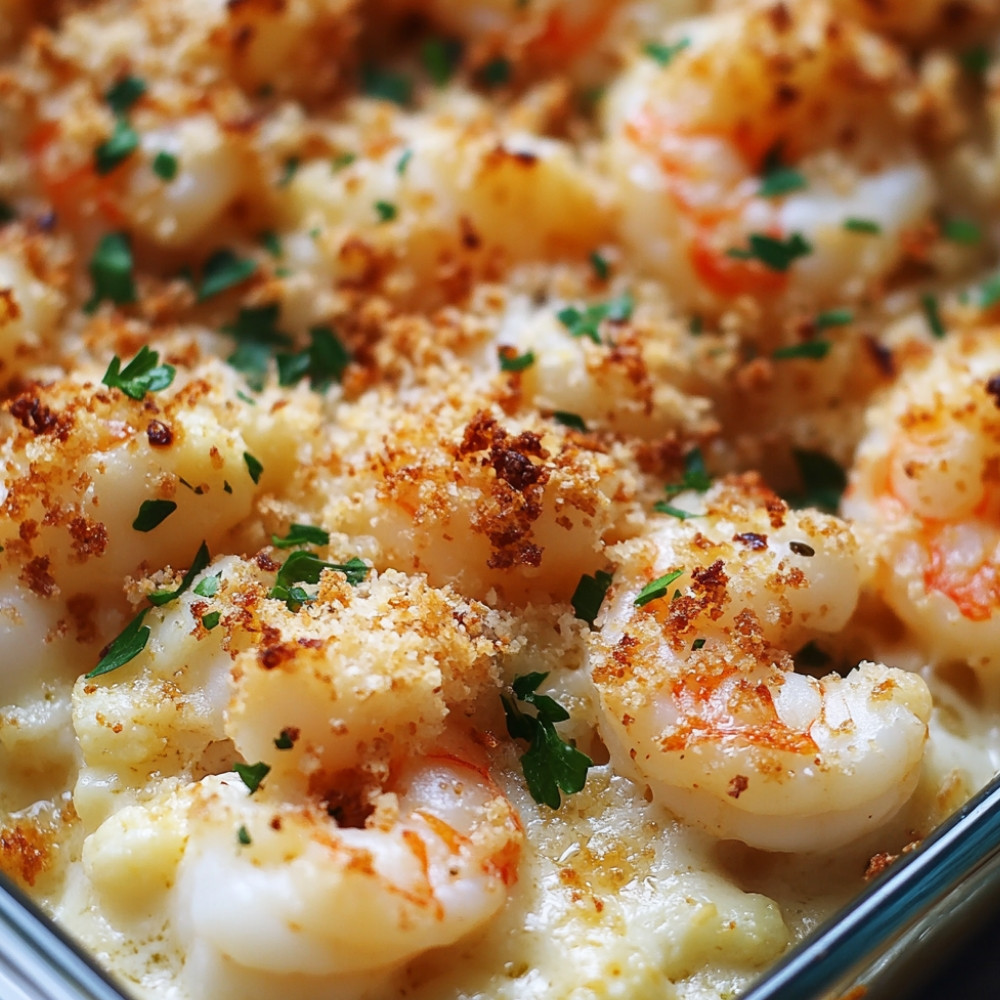 Gratin de crevettes et chou-fleur