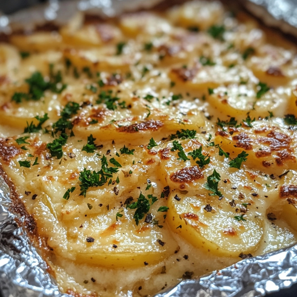 Patates gratinées à l'ail sur le BBQ