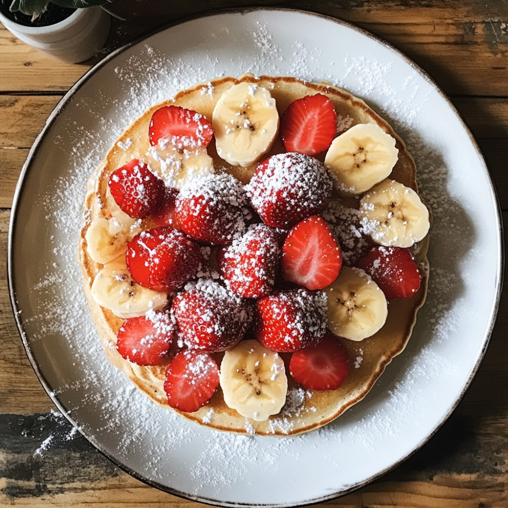 Plaque de pancake fraises banane