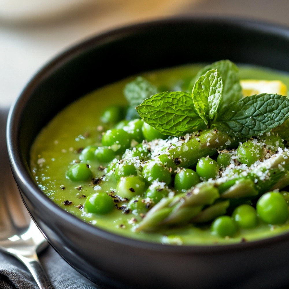 Purée de petits pois aux asperges
