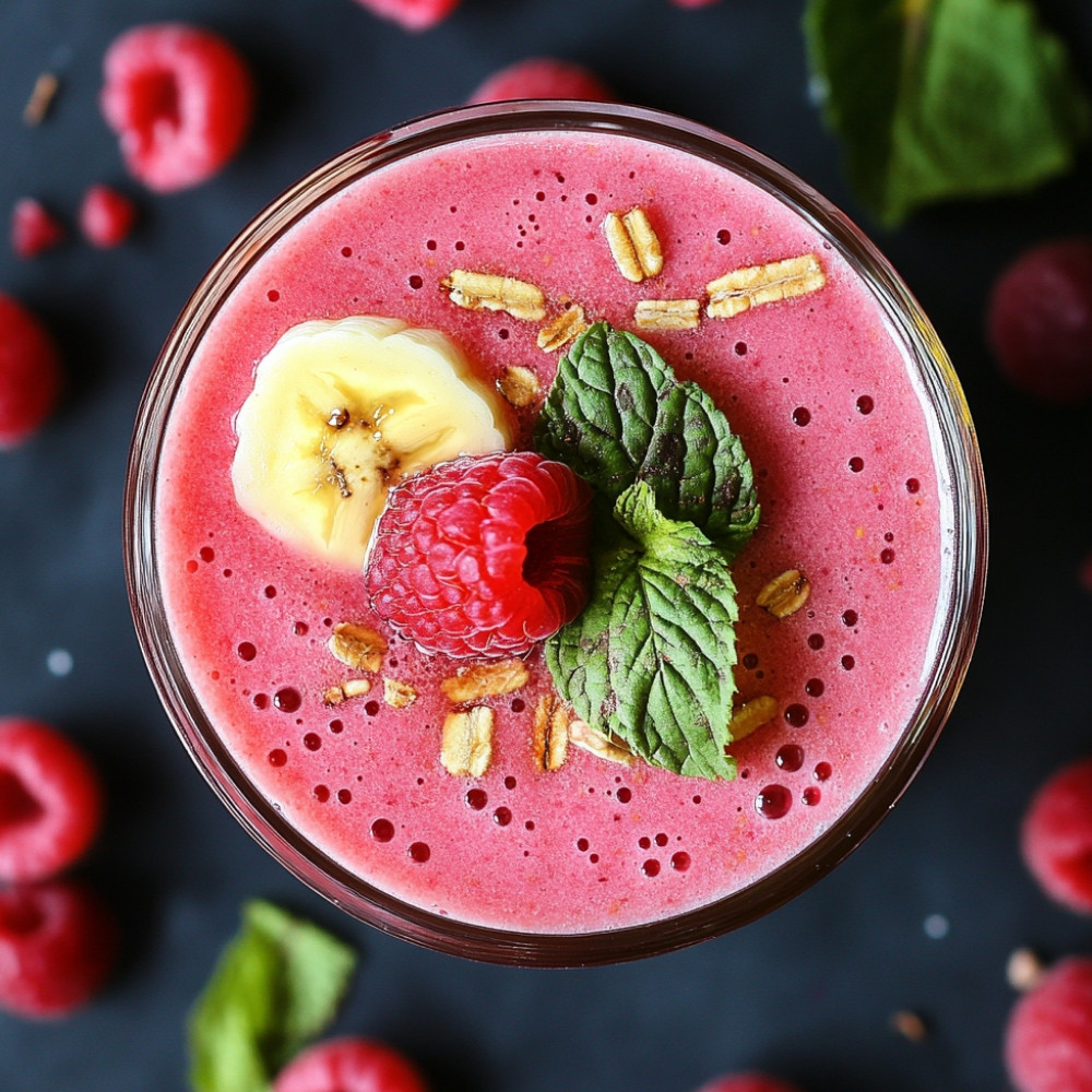 Smoothie rhubarbe framboises