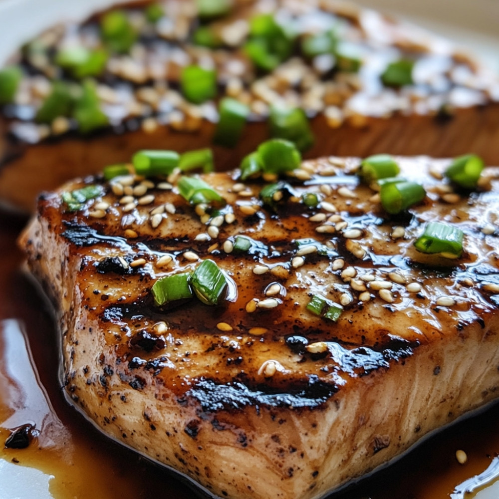 Steaks de thon mariné grillés